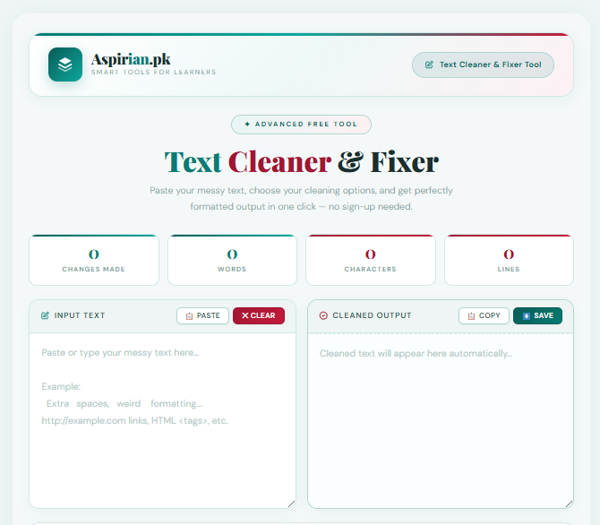 Text Cleaner & Fixer Online Tool