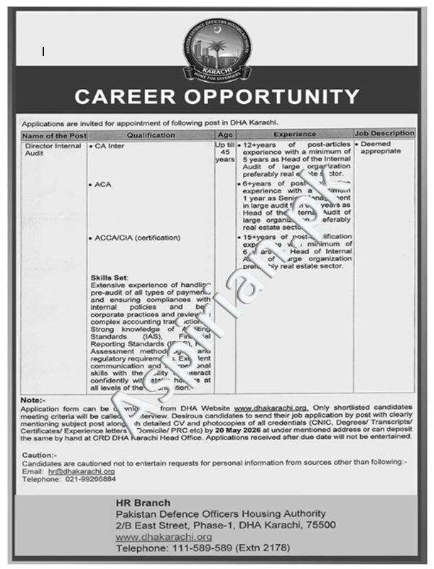 DHA Karachi Jobs 2026