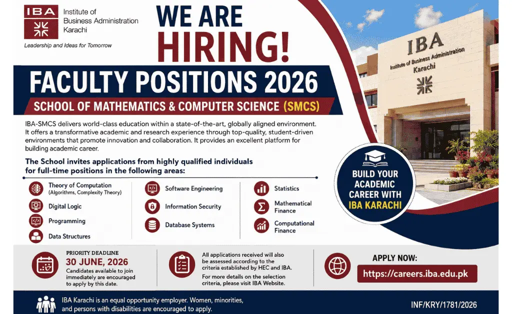 IBA Karachi Faculty Jobs 2026
