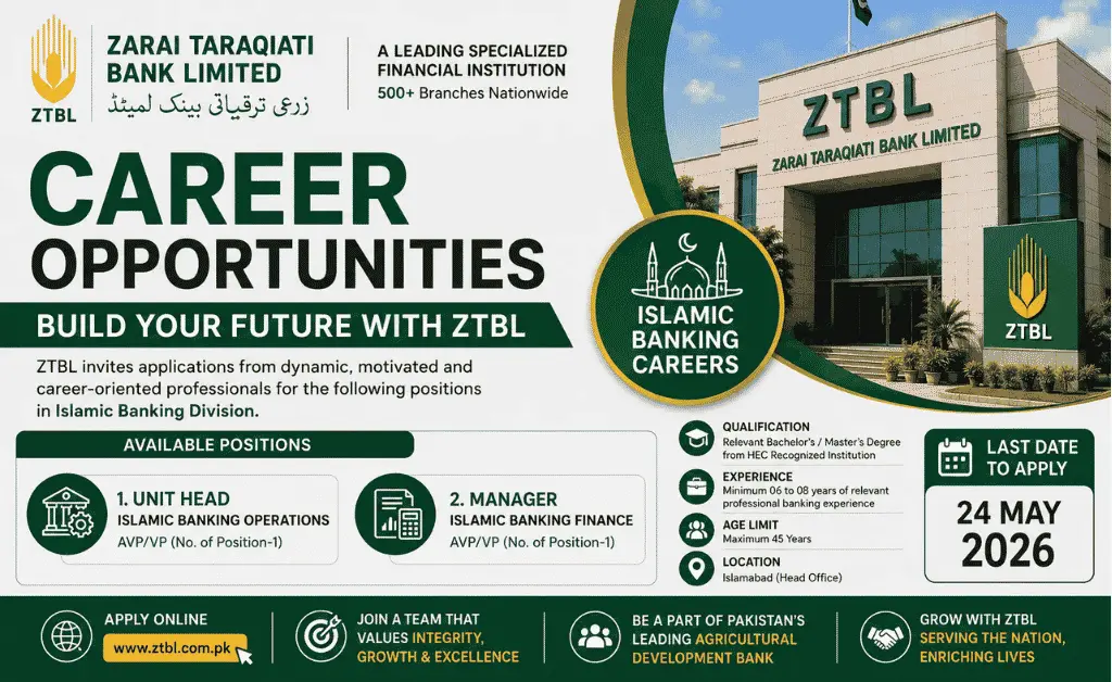 Zarai Taraqiati Bank Limited ZTBL Jobs